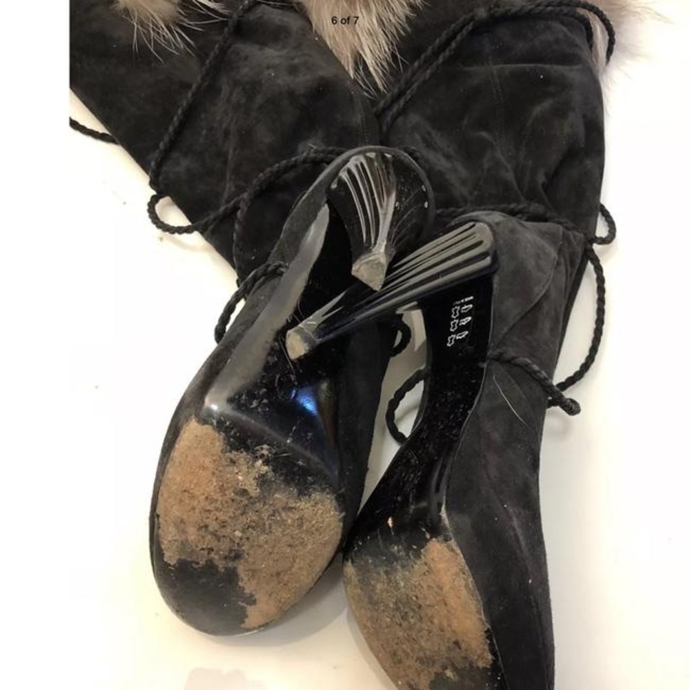 RARE🎈✔️💯 Roger Vivier Suede w Fox Fur Boots - Picture 8 of 8